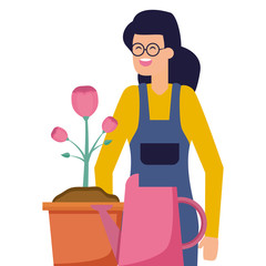 Wall Mural - gardener woman work gardening design