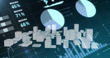 Leinwandbilder - Graphs and virtual buildings in a city