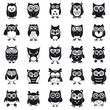 Fun owl icons set. Simple set of fun owl vector icons for web design on white background