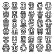 Tiki idols icons set. Outline set of tiki idols vector icons for web design isolated on white background
