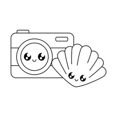 Poster - photographic camera with seashell kawaii