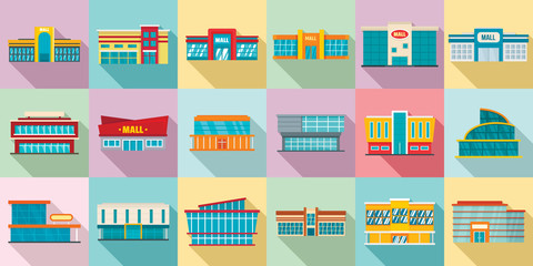 Poster - mall icons set. flat set of mall vector icons for web design