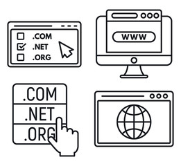 Poster - web domain icons set. outline set of web domain vector icons for web design isolated on white backgr