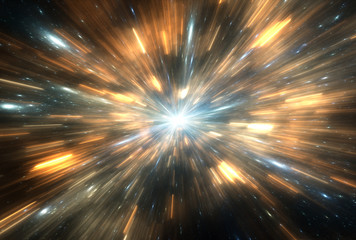 Wall Mural - glow color light particles explosion.