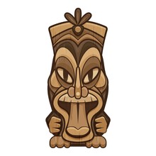 Exotic Tiki Idol Icon. Cartoon Of Exotic Tiki Idol Vector Icon For Web Design Isolated On White Background