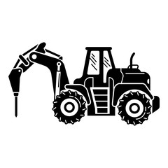 Poster - Drilling machine tractor icon. Simple illustration of drilling machine tractor vector icon for web design isolated on white background