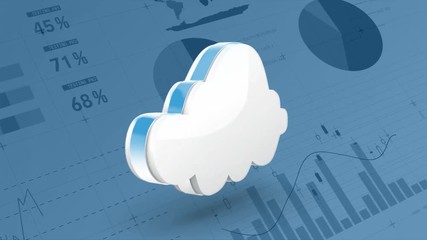 Poster - Rotating cloud on a background of graphs and statistics