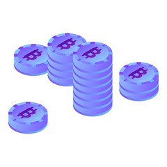 Poster - Bitcoins stack icon. Isometric of bitcoins stack vector icon for web design isolated on white background
