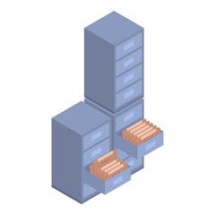 Poster - Files of drawer icon. Isometric of files of drawer vector icon for web design isolated on white background