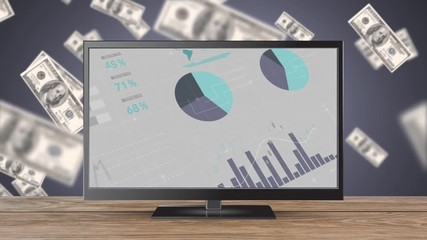 Poster - Television screen with graphs and statistics