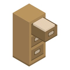 Poster - Open archive drawer icon. Isometric of open archive drawer vector icon for web design isolated on white background