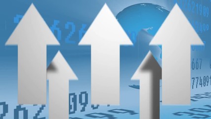 Poster - Arrows pointing up and numbers moving in global market