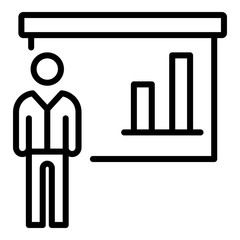Poster - Man show graph icon. Outline man show graph vector icon for web design isolated on white background