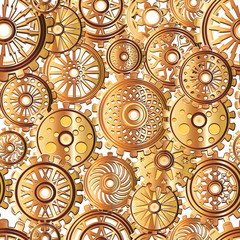 Seamless pattern with gears in the style of steampunk. Vector illustration.