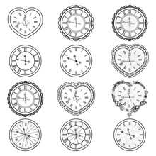 Set Of Vintage Watches.Vector Illustration.