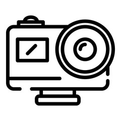 Poster - Action camera with lens icon. Outline action camera with lens vector icon for web design isolated on white background