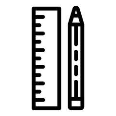 Poster - Ruler and pencil icon. Outline ruler and pencil vector icon for web design isolated on white background