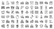 Farmer icons set. Outline set of farmer vector icons for web design isolated on white background