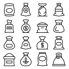 Wall Mural - Sack icons set. Outline set of sack vector icons for web design isolated on white background