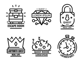 Poster - Quest game icons set. Outline set of quest game vector icons for web design isolated on white background