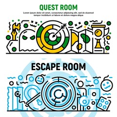 Poster - Quest room banner set. Outline set of quest room vector banner for web design