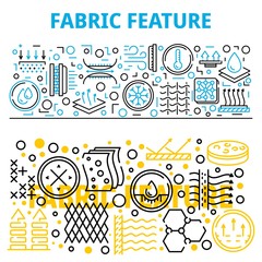 Wall Mural - Fabric feature breathable banner set. Outline set of fabric feature breathable vector banner for web design