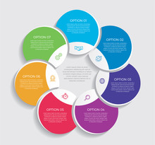 Infographic Design Vector And Marketing Icons Can Be Used For Workflow Layout, Diagram, Annual Report, Web Design.  Business Concept With 7 Options, Steps Or Processes. - Vector 