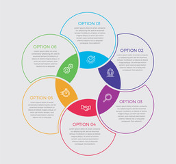 Wall Mural - Infographic design vector and marketing icons can be used for workflow layout, diagram, annual report, web design.  Business concept with 6 options, steps or processes. - Vector 