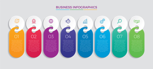 Fototapete - Infographic design vector and marketing icons can be used for workflow layout, diagram, annual report, web design.  Business concept with 8 options, steps or processes. - Vector 