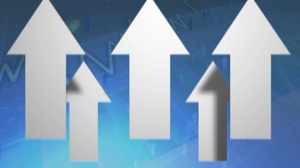 Poster - Arrows pointing up and graph is displayed in global market