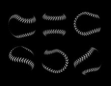 Baseball Lace Ball Illustration Isolated Symbol Set. Vector Baseball Background Sport Design