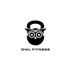 Poster - owl fitness gym kettlebell logo design