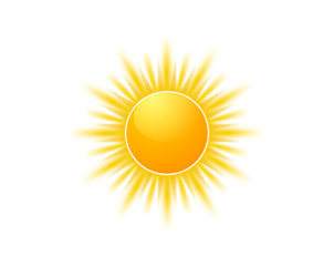realistic sun icon for weather design. sunshine symbol happy orange isolated sun illustration