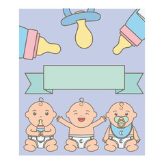 Canvas Print - cute little babies boys with pacifiers characters