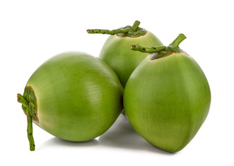 Green coconut fruit isolated on white background