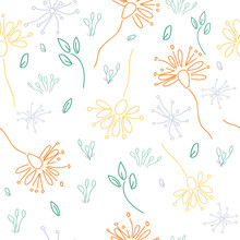 Dainty Line Drawn Flower Repeat Pattern. This Would Be So Cute On Linens And Fabric. It Would Make Pretty Picnic Tableware And Paper Products.