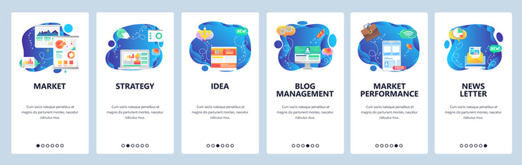 Fototapete - website and mobile app onboarding screens vector template
