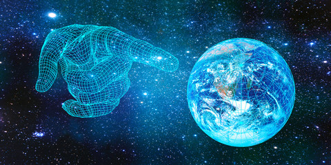 Wall Mural - planet earth and extraterrestrial civilizations. we are not alone in the universe 3d sci-fi concept