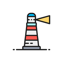 Sticker - Vector lighthouse, beacon, navigation, seamark flat color line icon.