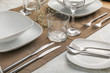 © Pixel-Shot - Beautiful table setting on grey background