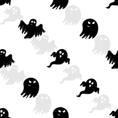 Canvas Print - Abstract seamless halloween ghost pattern for girls or boys. Creative vector pattern with ghost, cloud boo. Funny ghost wallpaper for textile and fabric. Fashion halloween style. Colorful picture