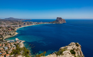 Wall Mural - Beaches of Calpe and the natural park of Penyal d'Ifac on background, Spain