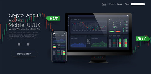 Wall Mural - Trade UI, great design for any purposes. Trade concept. Web site screen template. forex market, news and analysis. binary option. Application for investment and online trading  smartphone, pc.