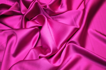 Wall Mural - Silk fabric, satin. Color red (pink, fuchsia). Texture, background, pattern.