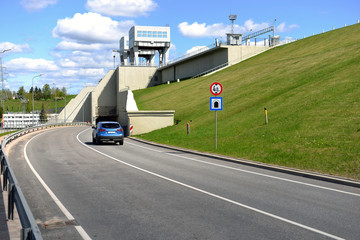 Road and tunnel under hydroelectric power station in Aizkraukle, Latvia - image