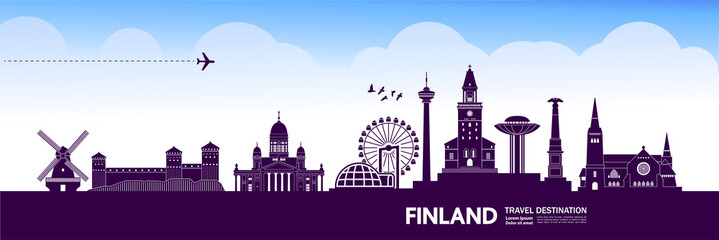 Fototapete - Finland travel destination grand vector illustration.