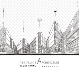 Poster - 3D illustration architecture building construction design abstract background. 