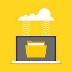 Poster - Cloud storage concept. Laptop connected with cloud. Vector illustration.