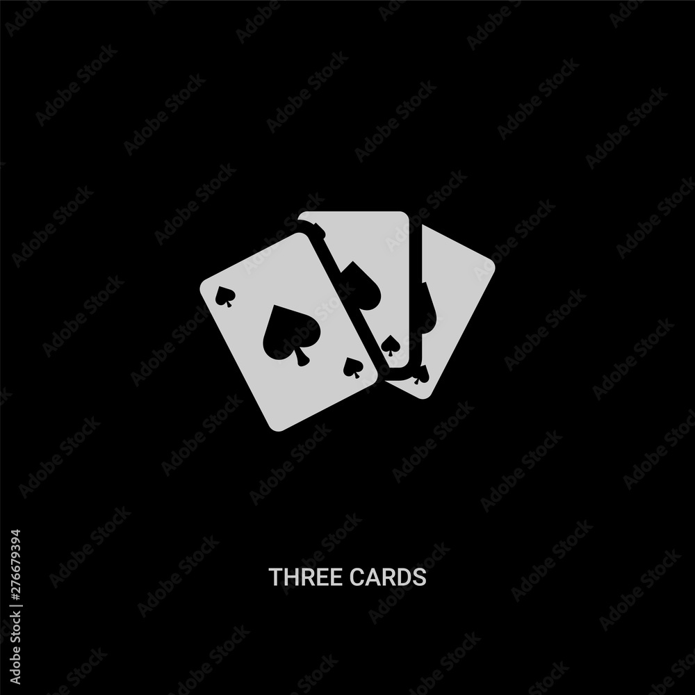 white three cards vector icon on black background. modern flat three ...