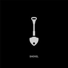 Poster - white shovel vector icon on black background. modern flat shovel from camping concept vector sign symbol can be use for web, mobile and logo.